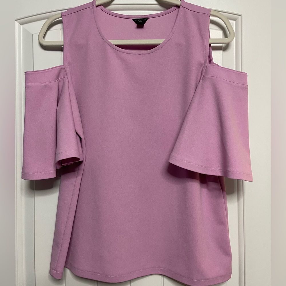 Ann Taylor Lavender Cold Shoulder Blouse